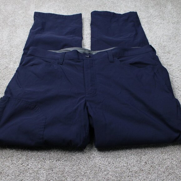 Eddie Bauer Pants Mens 38x32 Blue Fleece Lined Tech Nylon Stretch Cargo Pocket - Picture 2 of 14